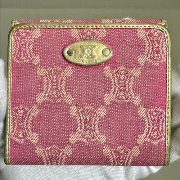 Celine Pink And Gold Macadam Trifold Wallet - Picture 1 of 11